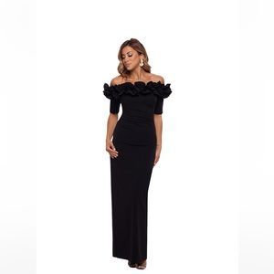 Cocktail or prom dress, black, off shoulder, worn once & dry cleaned